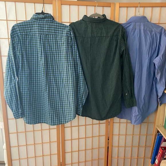 Lot 3 Lands End Nautica Van Heusen Blue Green Plaid Button Up Shirt Men's 16/33 - Picture 5 of 5